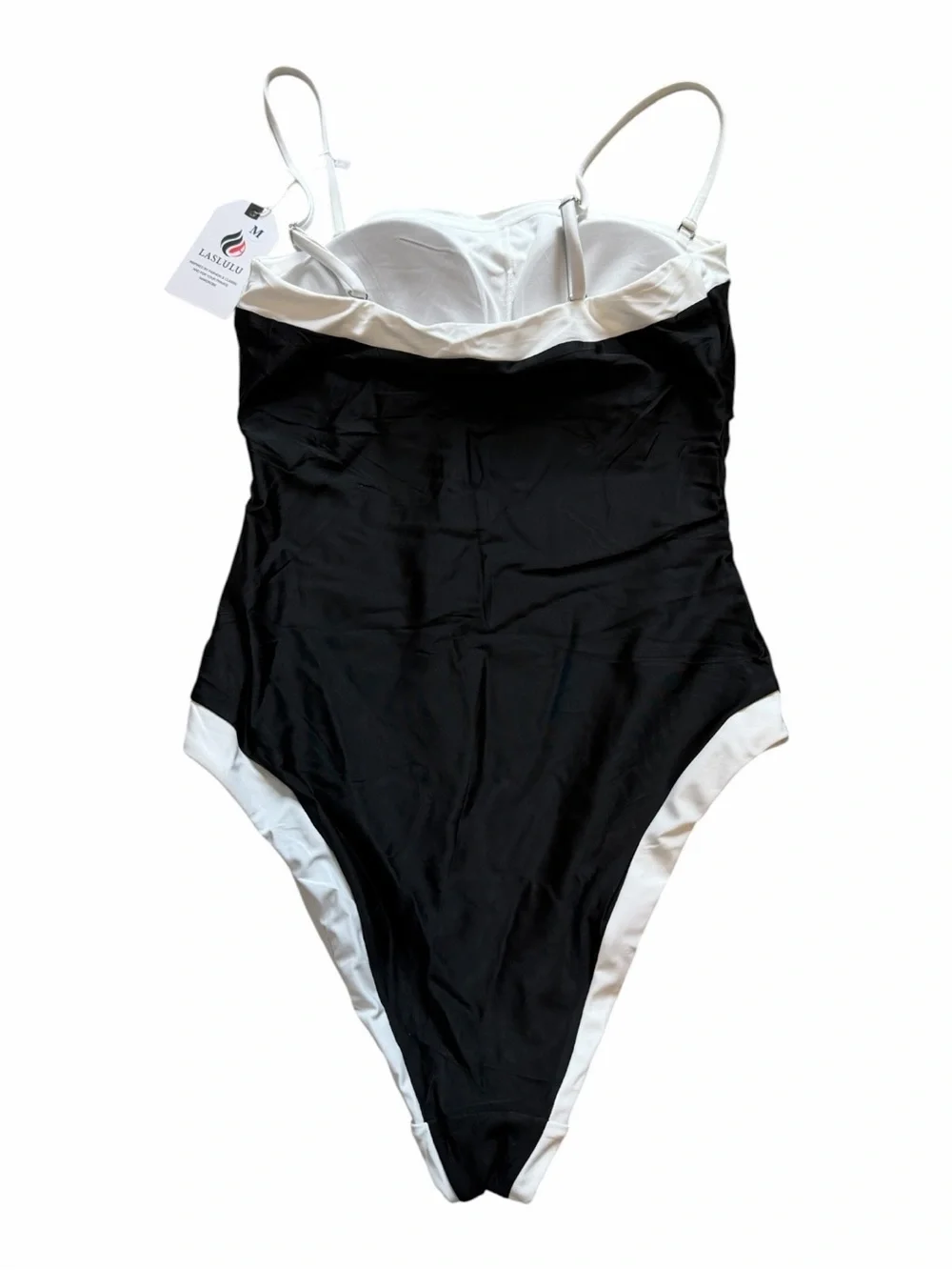 Classic Black One-Piece Swimsuit with White Trim